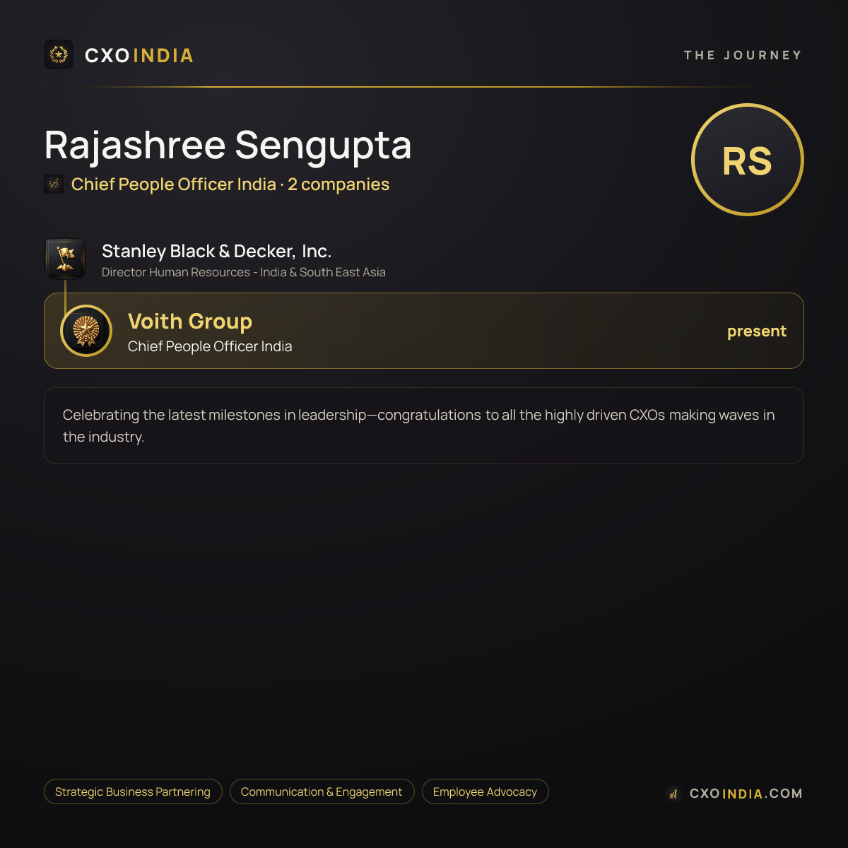 Rajashree Sengupta — the career journey to Chief People Officer India