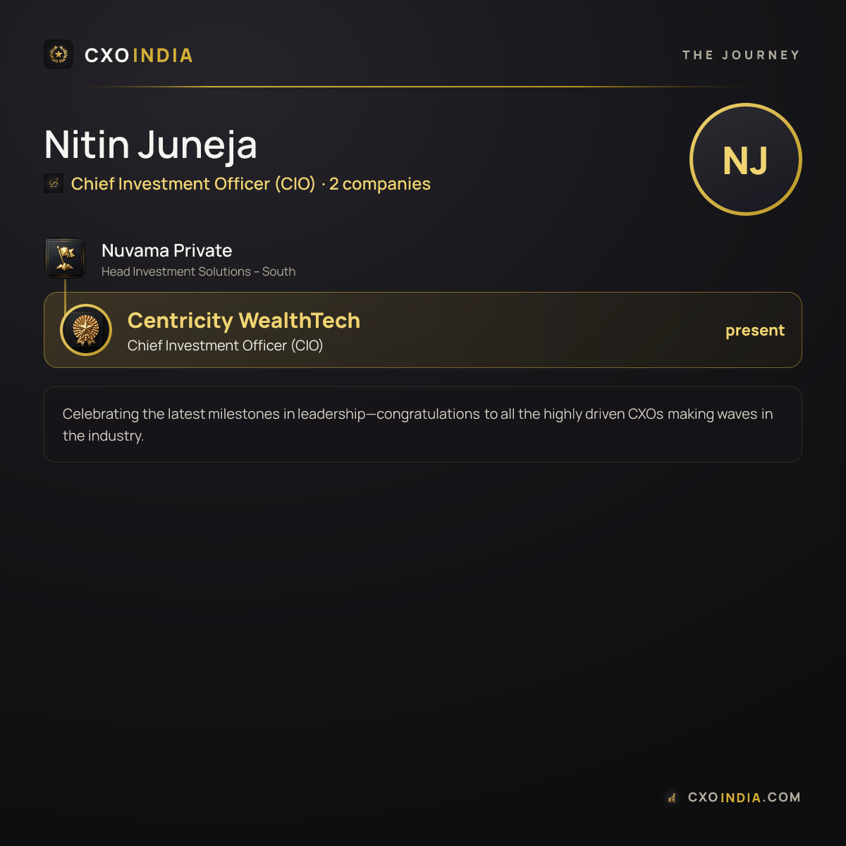 Nitin Juneja — the career journey to Chief Investment Officer (CIO)
