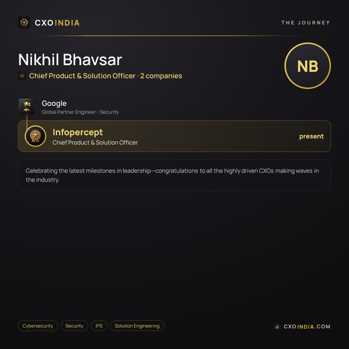 Nikhil Bhavsar — the career journey to Chief Product & Solution Officer